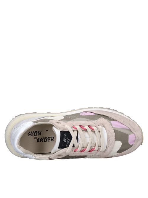 Sneakers in pelle e tessuto HIDNANDER | TENKEI SLIP ON HE1WS425 421CAMO MARRONE VIOLA-BEIGE-BIANC